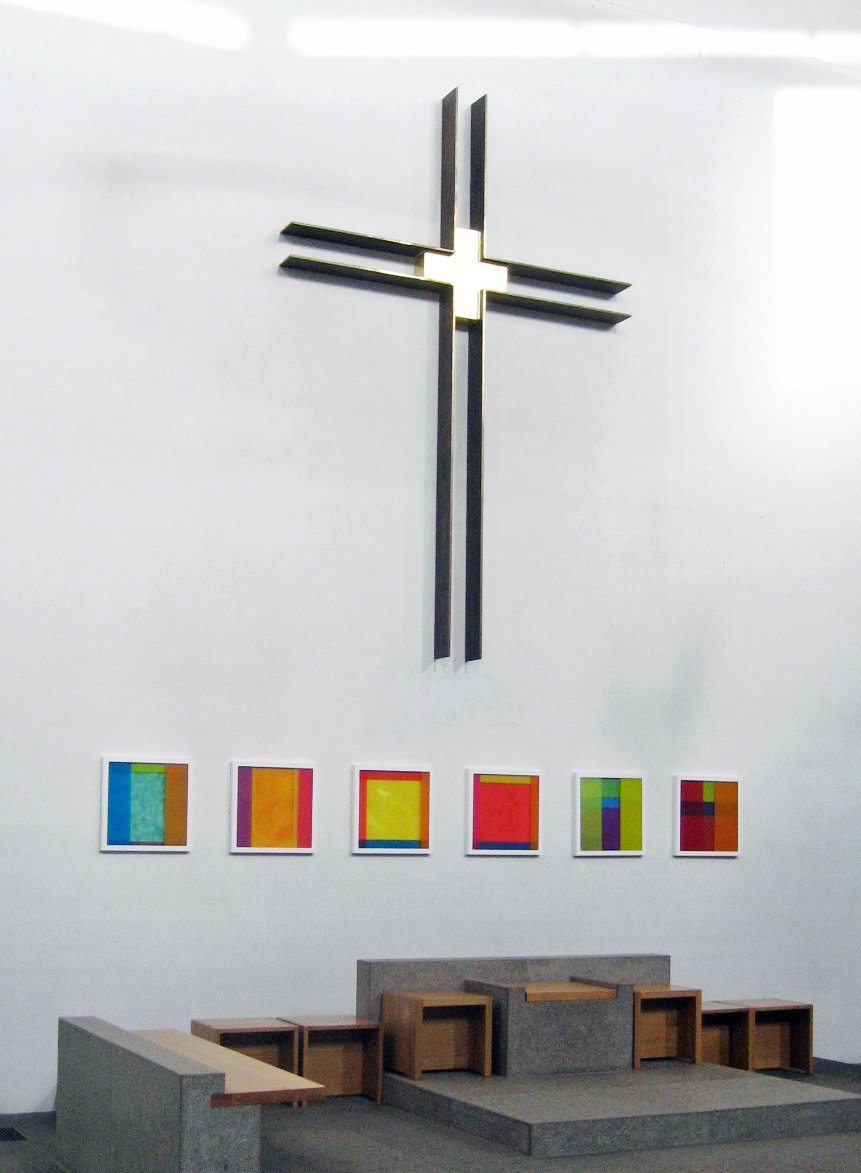 01 Peter P. Rast Kreuz Weg Farben Zwîlf fÅr Arnold Schînberg 1999 Installation St. Maximilian Kolbe MÅnchen