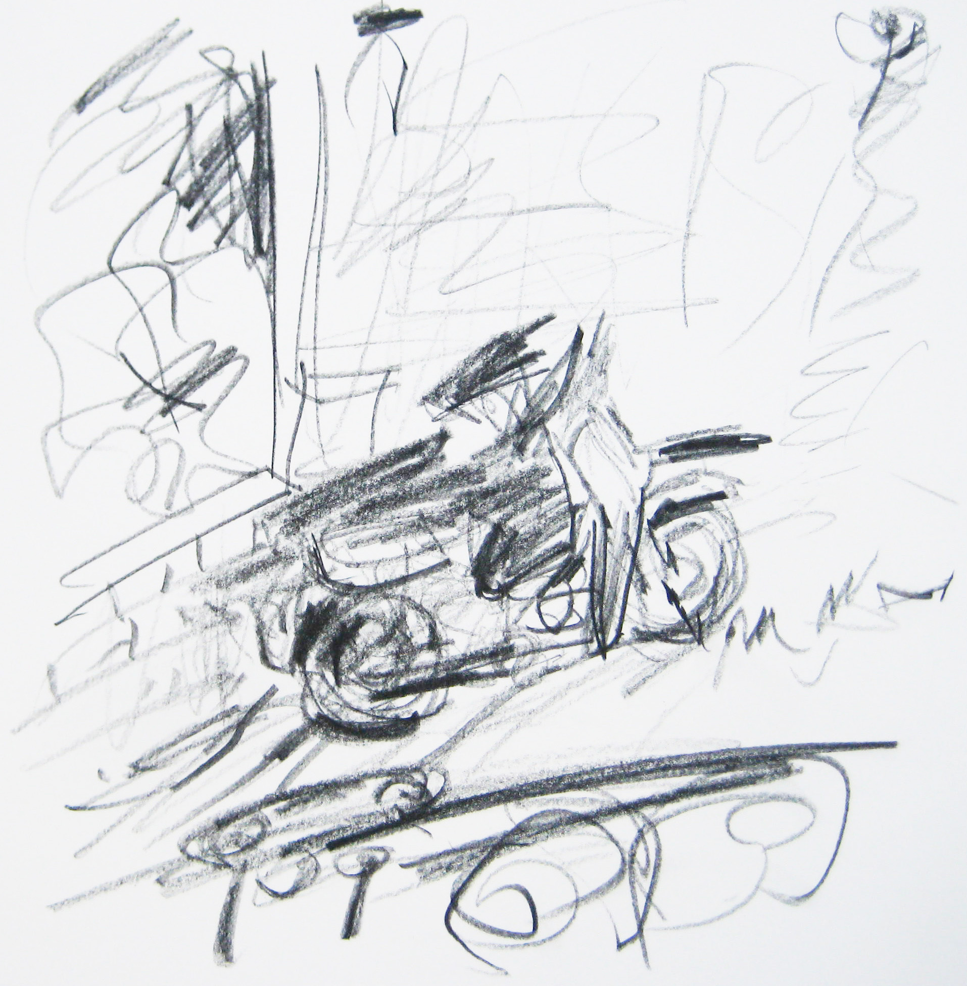 PeterPRastZeichnenvorOrtGriechenland2009GraphitaufPapier30x30cm